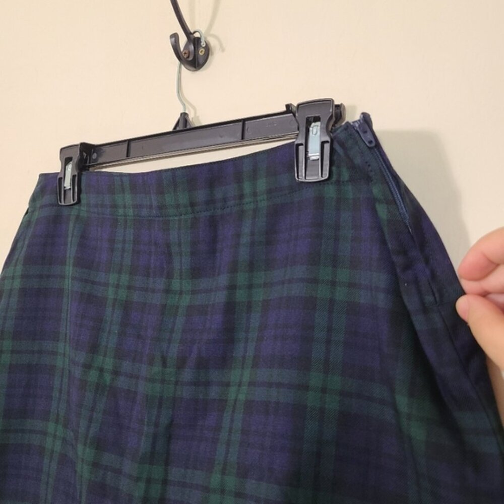 Green Purple Plaid Skirt‎ Skort Academia Preppy Streetwear - Picture 2 of 7